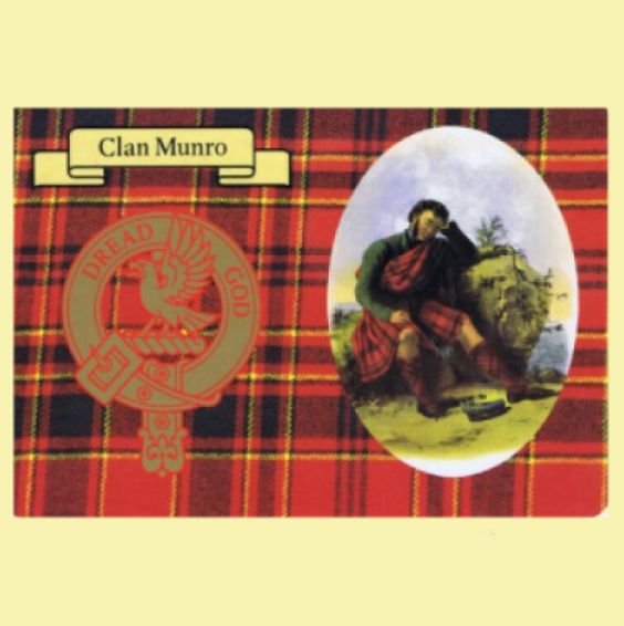 Image 0 of Munro Clan Crest Tartan History Munro Clan Badge Postcard