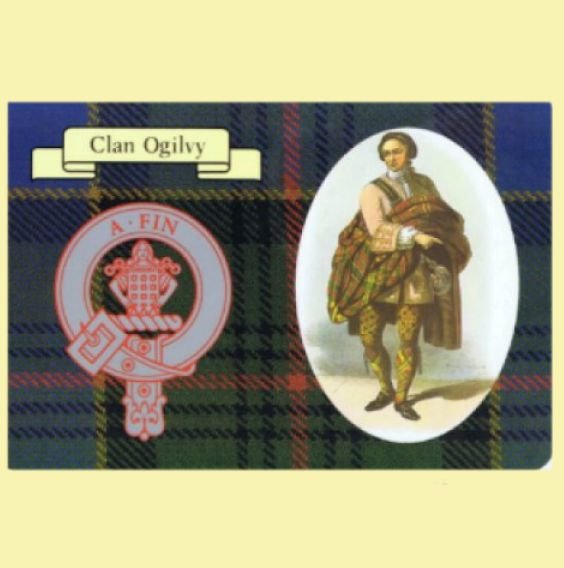 Image 0 of Ogilvie Clan Crest Tartan History Ogilvie Clan Badge Postcard