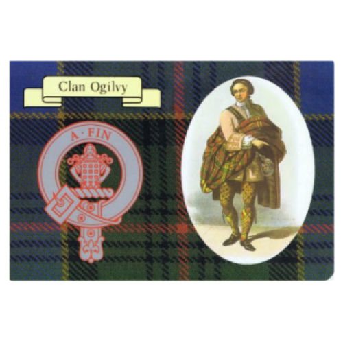 Image 1 of Ogilvie Clan Crest Tartan History Ogilvie Clan Badge Postcard