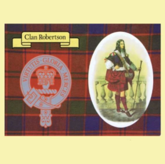 Image 0 of Robertson Clan Crest Tartan History Robertson Clan Badge Postcard