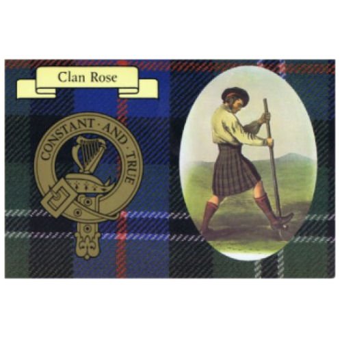 Image 1 of Rose Clan Crest Tartan History Rose Clan Badge Postcard