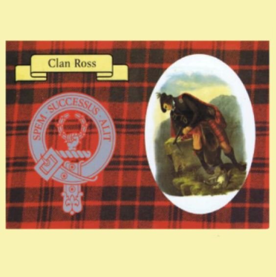 Image 0 of Ross Clan Crest Tartan History Ross Clan Badge Postcard