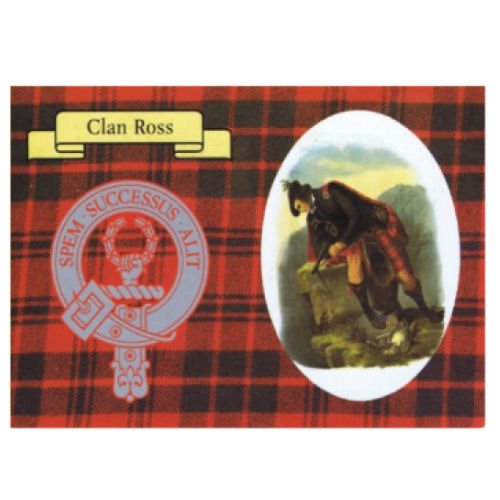 Image 1 of Ross Clan Crest Tartan History Ross Clan Badge Postcard