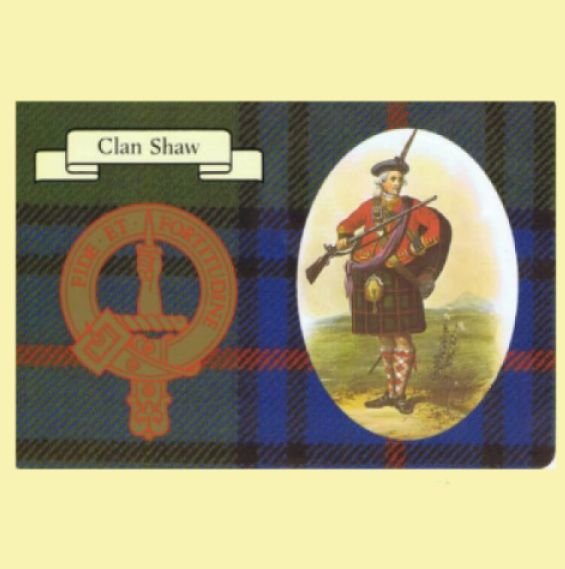 Image 0 of Shaw Clan Crest Tartan History Shaw Clan Badge Postcards Set of 2