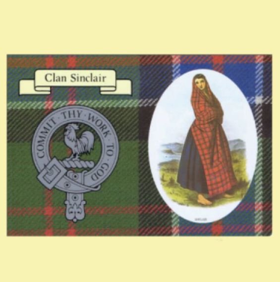 Image 0 of Sinclair Clan Crest Tartan History Sinclair Clan Badge Postcard