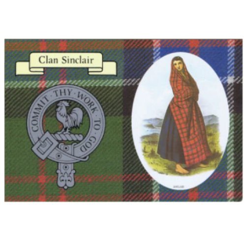 Image 1 of Sinclair Clan Crest Tartan History Sinclair Clan Badge Postcard