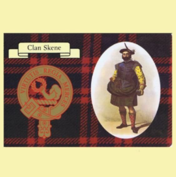 Image 0 of Skene Clan Crest Tartan History Skene Clan Badge Postcard