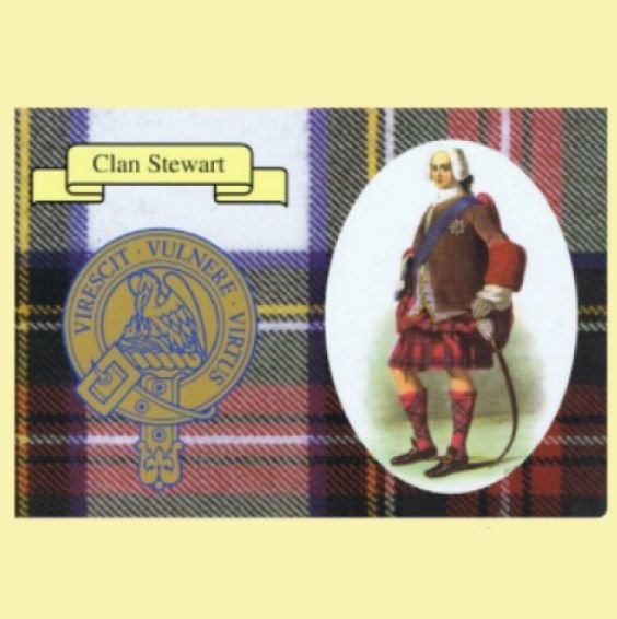 Image 0 of Stewart Clan Crest Tartan History Stewart Clan Badge Postcard