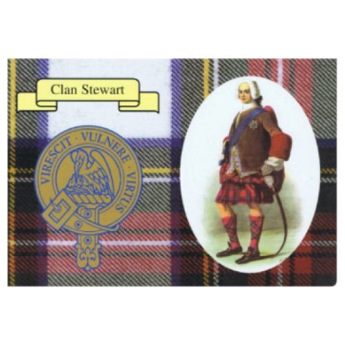 Image 1 of Stewart Clan Crest Tartan History Stewart Clan Badge Postcard