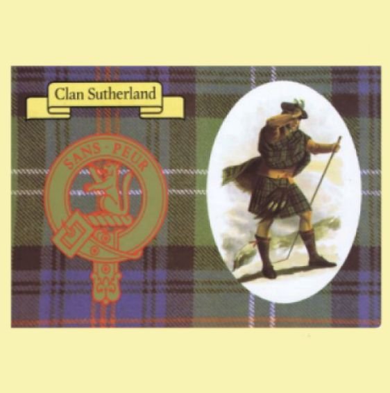 Image 0 of Sutherland Clan Crest Tartan History Sutherland Clan Badge Postcard