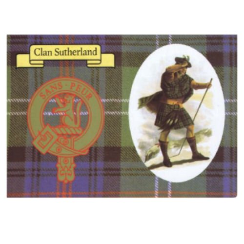 Image 1 of Sutherland Clan Crest Tartan History Sutherland Clan Badge Postcard