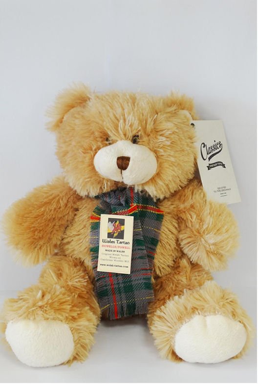 Image 1 of Evans Bevan Welsh Tartan Friendly Teddy Bear And Scarf Soft Toy 