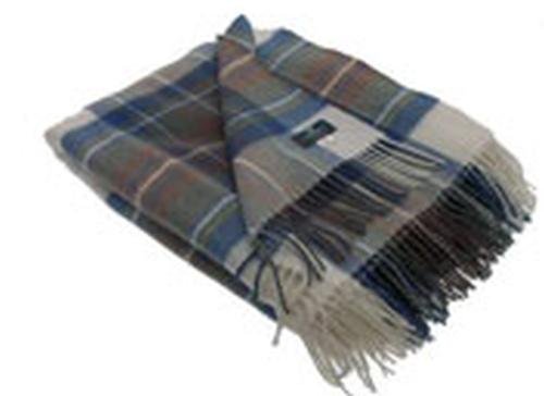 Image 1 of Stewart Dress Blue Clan Tartan Lambswool Blanket Throw
