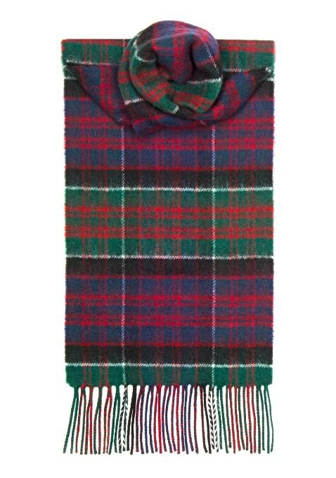 Image 1 of MacDonald Of Clanranald Modern Tartan Lambswool Unisex Fringed Scarf