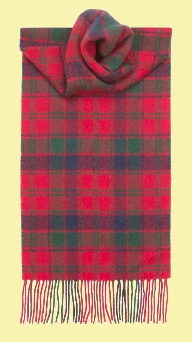 Image 0 of Robertson Red Modern Clan Tartan Lambswool Unisex Fringed Scarf