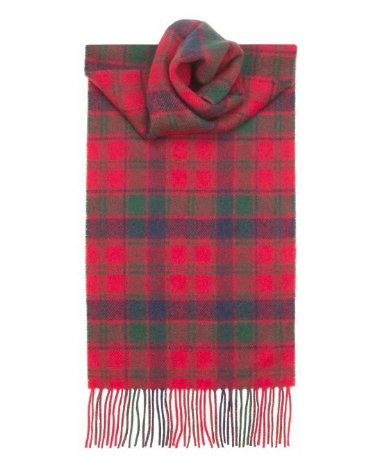 Image 1 of Robertson Red Modern Clan Tartan Lambswool Unisex Fringed Scarf