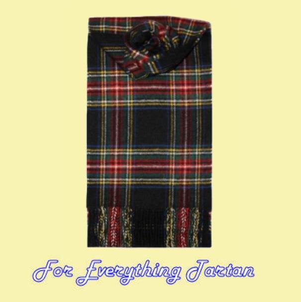 Image 0 of Stewart Black Modern Tartan Lambswool Fringed Scarf