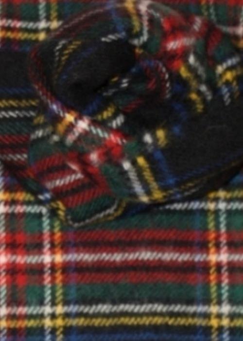 Image 3 of Stewart Black Modern Tartan Lambswool Fringed Scarf