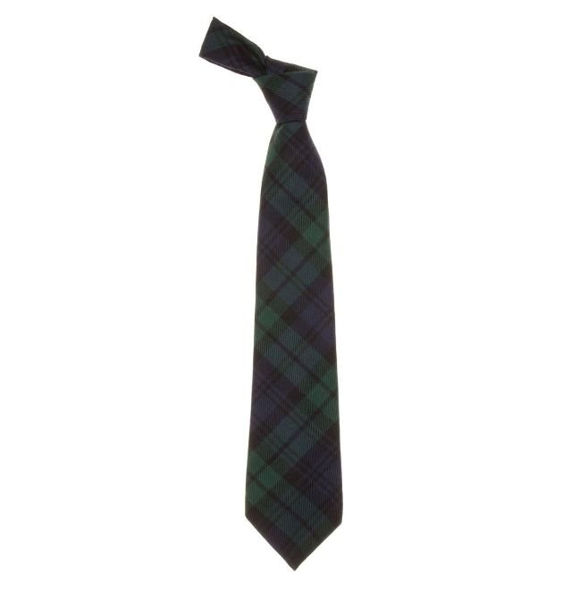 Image 1 of Black Watch Modern Clan Tartan Lightweight Wool Straight Mens Neck Tie
