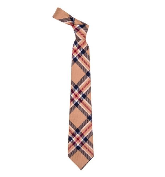 Image 1 of Camel Glen Check Tartan Lightweight Wool Straight Mens Neck Tie