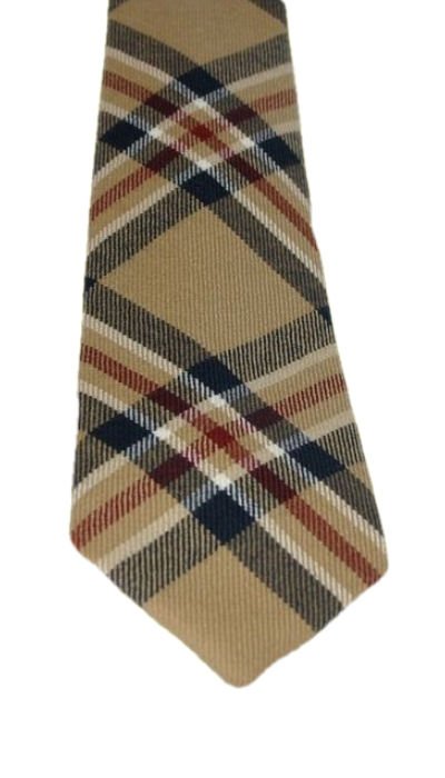 Image 3 of Camel Glen Check Tartan Lightweight Wool Straight Mens Neck Tie