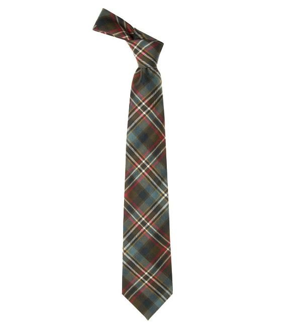 Image 1 of Scott Green Weathered Tartan Lightweight Wool Straight Mens Neck Tie