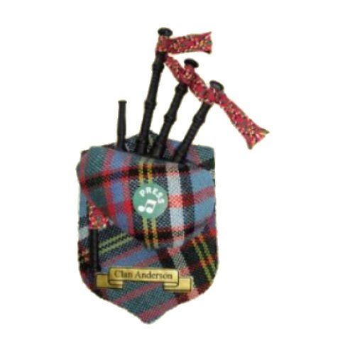 Image 1 of Anderson Clan Tartan Musical Bagpipe Fridge Magnets Set of 2