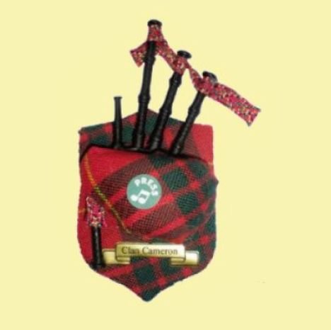 Image 0 of Cameron Clan Tartan Musical Bagpipe Fridge Magnets Set of 2