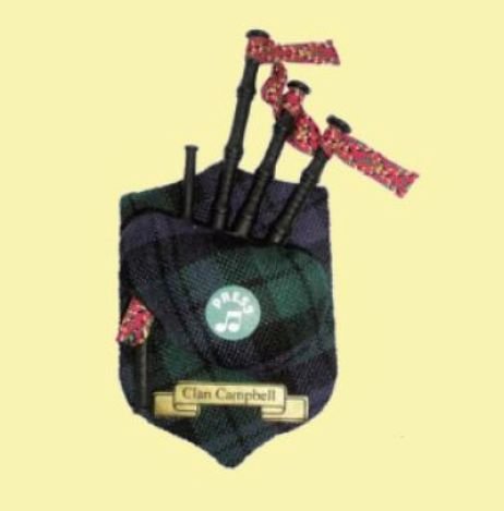 Image 0 of Campbell Clan Tartan Musical Bagpipe Fridge Magnets Set of 2