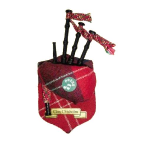Image 1 of Chisholm Clan Tartan Musical Bagpipe Fridge Magnets Set of 2