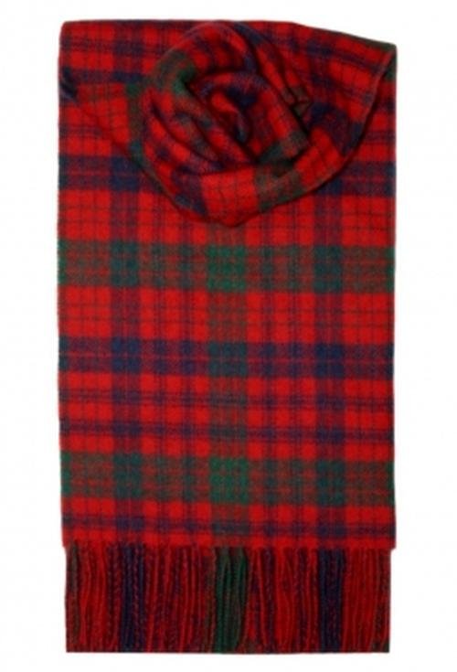 Image 1 of Ross Red Modern Tartan Lambswool Fringed Scarf