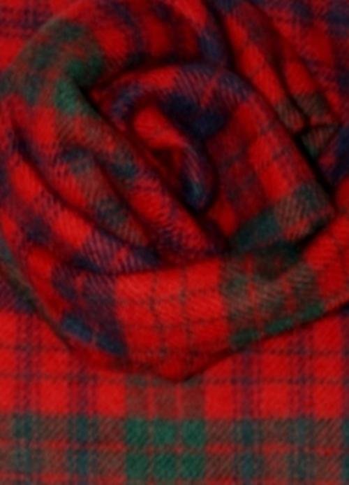 Image 3 of Ross Red Modern Tartan Lambswool Fringed Scarf