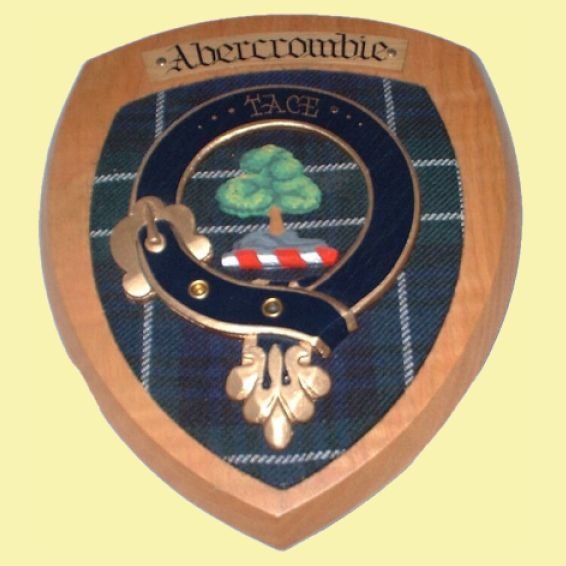 Image 0 of Abercrombie Clan Crest Tartan 7 x 8 Woodcarver Wooden Wall Plaque 