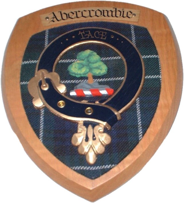 Image 1 of Abercrombie Clan Crest Tartan 7 x 8 Woodcarver Wooden Wall Plaque 