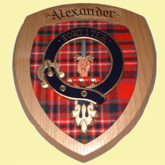 Image 0 of Alexander Clan Crest Tartan 7 x 8 Woodcarver Wooden Wall Plaque 