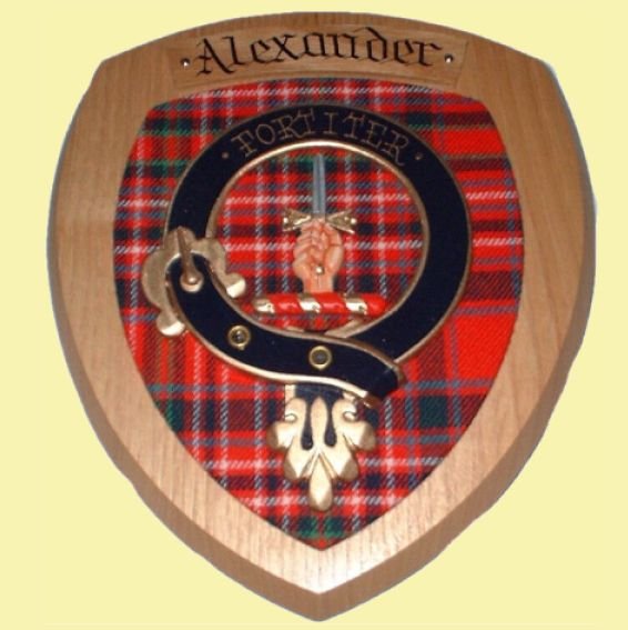 Alexander Clan Crest Tartan 7 x 8 Woodcarver Wooden Wall Plaque 