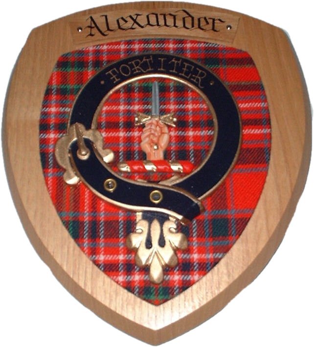 Image 1 of Alexander Clan Crest Tartan 7 x 8 Woodcarver Wooden Wall Plaque 