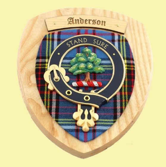 Image 0 of Anderson Clan Crest Tartan 7 x 8 Woodcarver Wooden Wall Plaque 