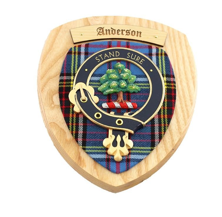 Image 1 of Anderson Clan Crest Tartan 10 x 12 Woodcarver Wooden Wall Plaque 