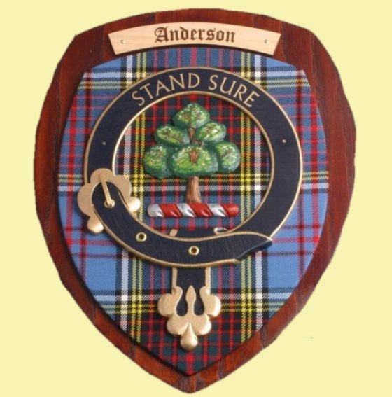 Image 2 of Anderson Clan Crest Tartan 10 x 12 Woodcarver Wooden Wall Plaque 