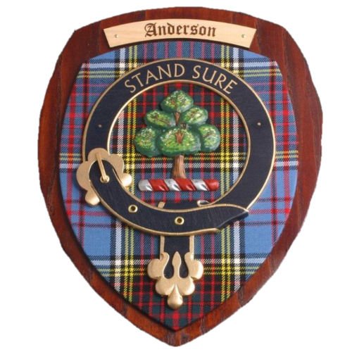 Image 3 of Anderson Clan Crest Tartan 10 x 12 Woodcarver Wooden Wall Plaque 