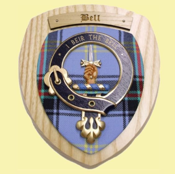 Image 0 of Bell Clan Crest Tartan 7 x 8 Woodcarver Wooden Wall Plaque 
