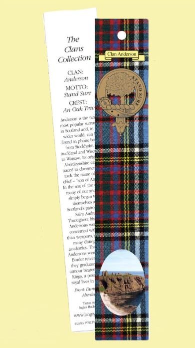 Image 0 of Anderson Clan Tartan Anderson History Bookmarks Set of 2