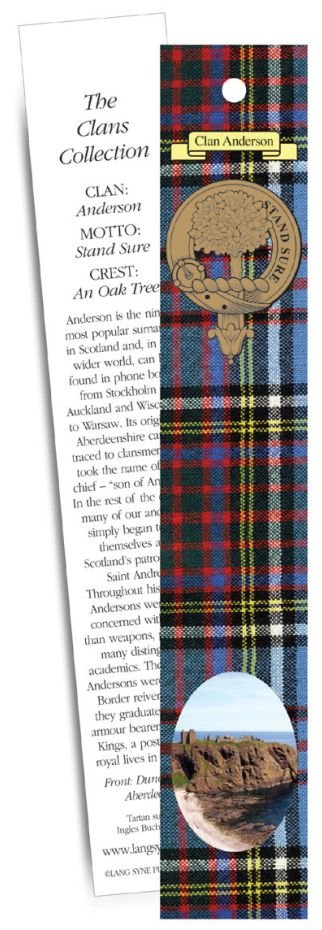 Image 1 of Anderson Clan Tartan Anderson History Bookmarks Set of 2
