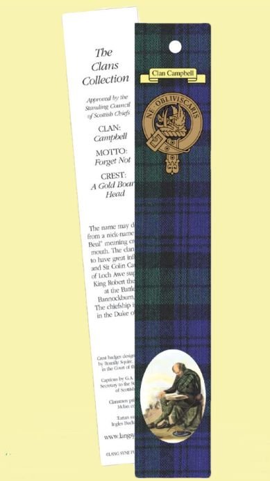 Image 0 of Campbell Clan Tartan Campbell History Bookmarks Set of 2
