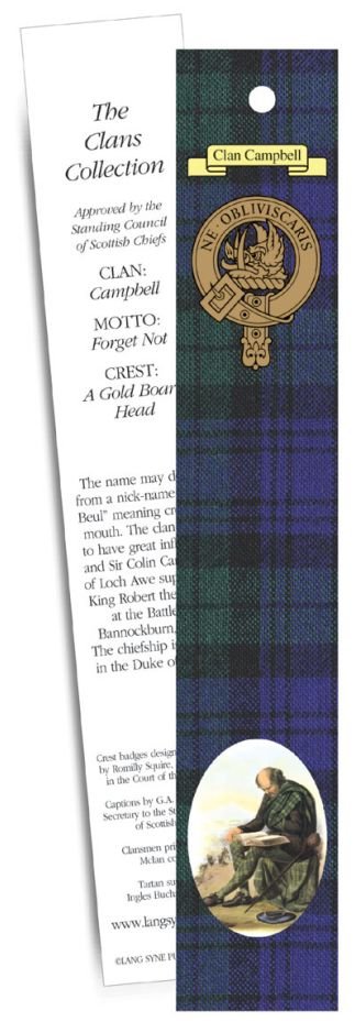Image 1 of Campbell Clan Tartan Campbell History Bookmarks Set of 2