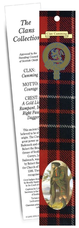 Image 1 of Cumming Clan Tartan Cumming History Bookmarks Set of 2