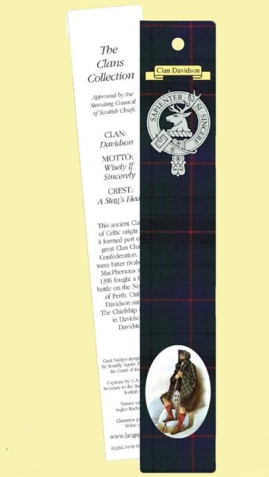 Image 0 of Davidson Clan Tartan Davidson History Bookmarks Set of 2
