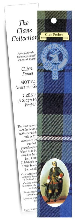 Image 1 of Forbes Clan Tartan Forbes History Bookmarks Pack of 10