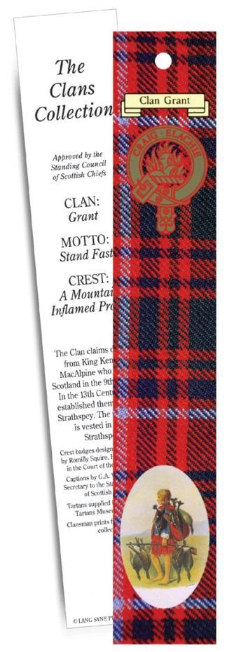 Image 1 of Grant Clan Tartan Grant History Bookmarks Set of 5